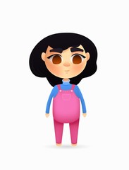 Young girl character. Vector cartoon style.