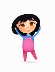 Happy young girl character. Vector cartoon style.