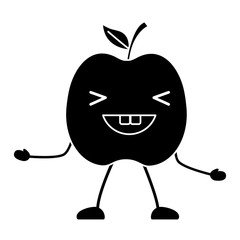 kawaii happy apple icon over white background, vector illustration