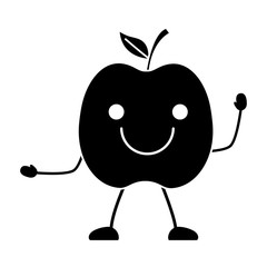kawaii happy apple icon over white background, vector illustration