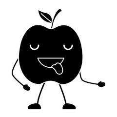 kawaii apple showing the tongue over white background, vector illustration