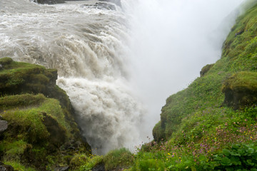 Fototapeta premium Gullfoss, most spectacular waterall, two cascades on the Hvita River tumbling into a deep gorge. Iceland