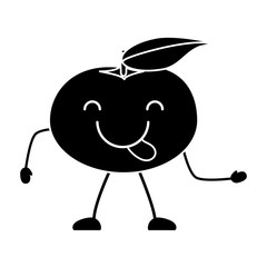 kawaii mandarine showing the tongue icon over white background, vector illustration