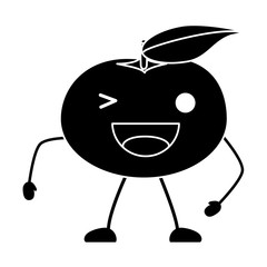kawaii mandarine wiking an eye over white background, vector illustration