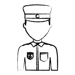 sketch of avatar police man icon over white background, vector illustration