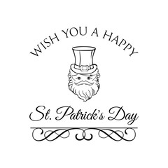 Leprechaun, Irish man head, St. Patrick s Day design. Vector illustration.