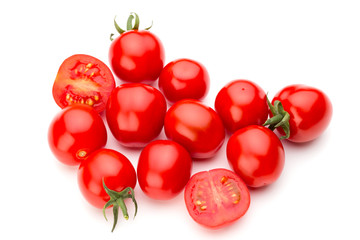 Plum tomatoes isolated on white background. Top view