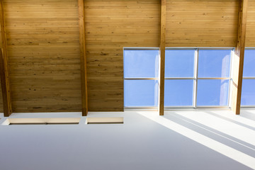 skylights, sun and wood architectural detail