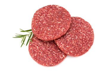 Raw fresh hamburger meat isolated on white.
