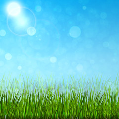 Fototapeta na wymiar Bright spring background with green grass. Vector illustration.