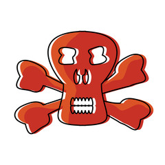 Danger skull icon over white background, colorful design. vector illustration