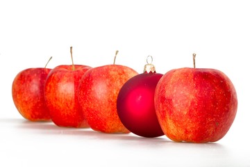 Red Aplles and Red Bauble in a Row
