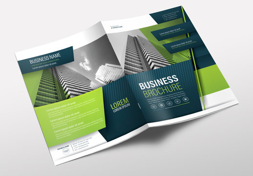 Brochure Cover Layout with Blue and Green Accents 15