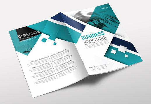Brochure Cover Layout with Teal and Blue Accents 2