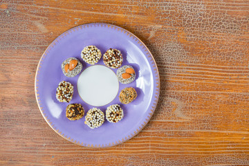oriental dried fruits with nuts, Turkish sweets on a plate