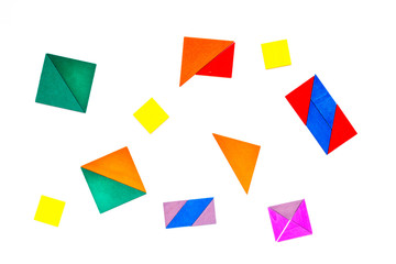 jigsaw puzzle game piece office table in business strategy set white background top view pattern