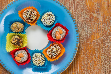 oriental dried fruits with nuts, Turkish sweets on a plate