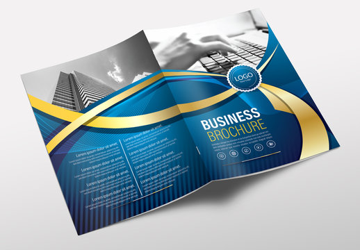 Brochure Cover Layout with Blue and Yellow Accents 8