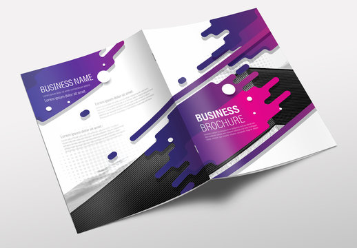 Brochure Cover Layout with Purple Splash Design 1