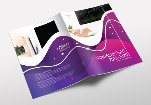 Brochure Cover Layout with Wavy Purple Design 1