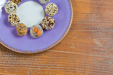 oriental dried fruits with nuts, Turkish sweets on a plate