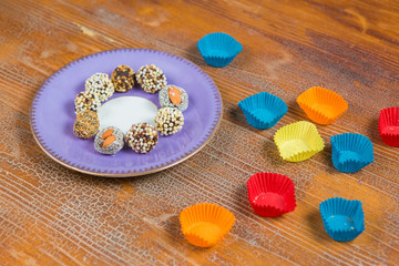 oriental dried fruits with nuts, Turkish sweets on a plate	