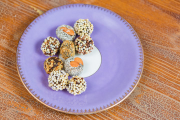 oriental dried fruits with nuts, Turkish sweets on a plate