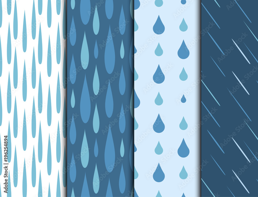 Wall mural rain drops seamless pattern background vector water blue nature raindrop abstract illustration