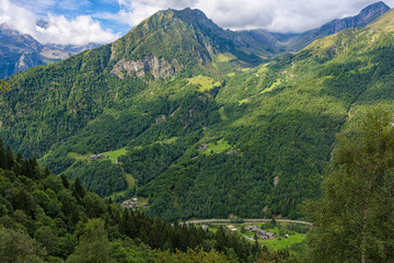 Italy, Piedemont, Alagna Valsesia. Views over the beatyful valley of sesia.
