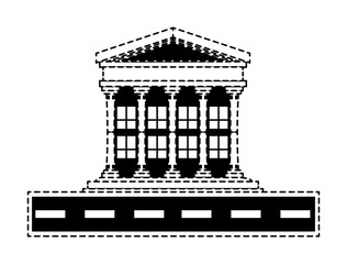 road with Court building icon over white background, vector illustration