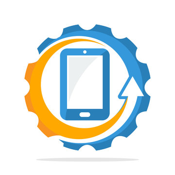 logo icon with the concept of improving smartphone performance, smart phone repair