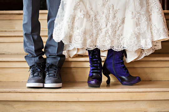 Beautiful Purple Wedding High Heels At Lake Louise