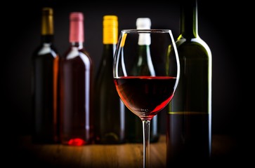 Bottles and Glass of Red Wine