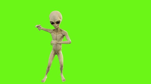Alien dancing in gangnam style. Loopable animation on green screen. 4k.