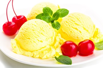 Ice Cream Scoops on a Plate