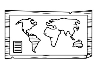 World map icon over white background, vector illustration