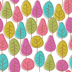 Cute colorful trees. Seamless vector pattern with stylish trees. - 196258877