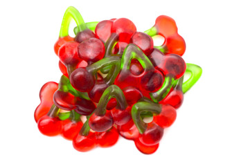 Cherry Gummies Isolated on a White Background