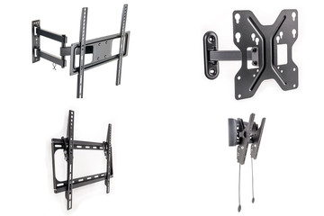 four black bracket for TV on white isolated background