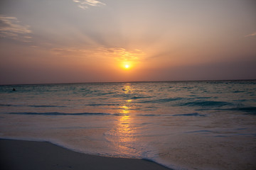 Fototapeta na wymiar Sunset at beach on Zanzibar