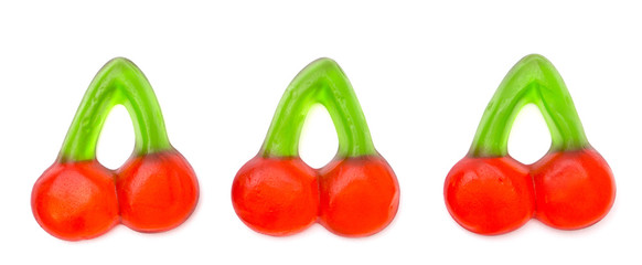 Cherry Gummies Isolated on a White Background