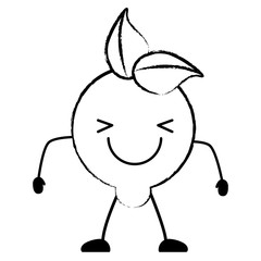 sketch of kawaii lemon excited over white background, vector illustration