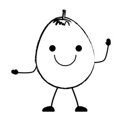 sketch of kawaii excited mango icon over white background, vector illustration