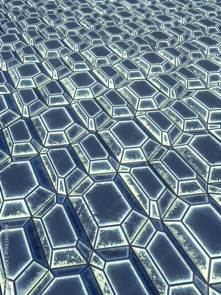 Poster Dark blue scratched abstract surface pattern. 3d rendering