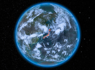 Japan at night on Earth