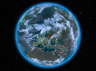 Latvia at night on Earth