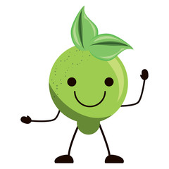 kawaii happy lemon icon over white background, vector illustration