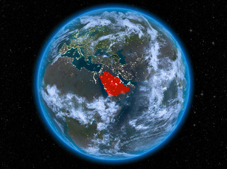 Saudi Arabia at night on Earth