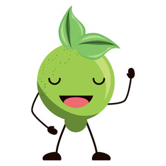 kawaii happy lemon icon over white background, vector illustration