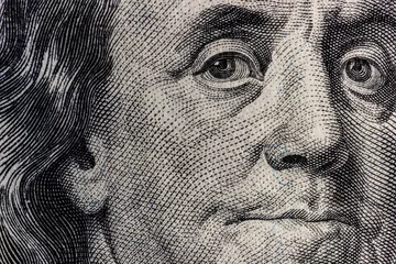 Fotobehang Closeup of Ben Franklin on a one hundred dollar bill for background IV © jetcityimage